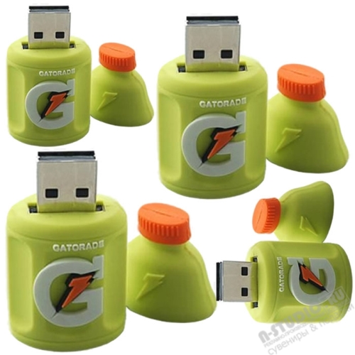 Салатовые флешки с логотипом «Бутылочка с препаратами» usb flash карты