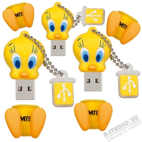 Мультяшные флешки с логотипом «Ципленок сильвестр твити» usb флеш карты оптом