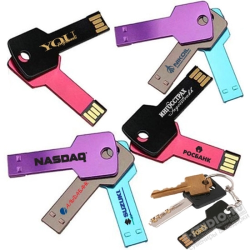 Металлические флешки «Ключ» с логотипом usb флеш диски оптом