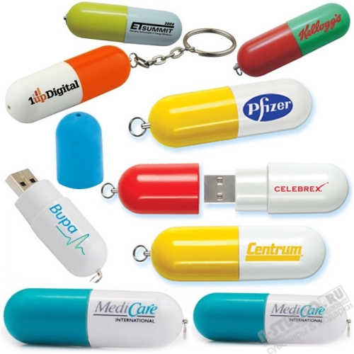 Оригинальные мед флешки «Таблетка капсула» под нанесение логотипа оптом usb флэш-диски