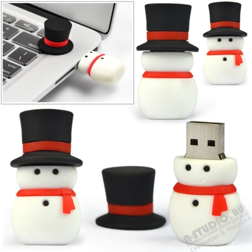 Флешки «Снеговик» с логотипом новогодние usb-карты оптом