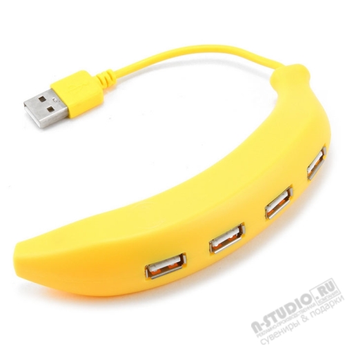 Оригинальный хаб 4 порта USB 2.0  «Банан» hub логотипом продажа оптом