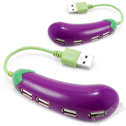 Хабы 4 порта USB 2.0 оригинальные «Баклажан» hubs с логотипом реализация оптом