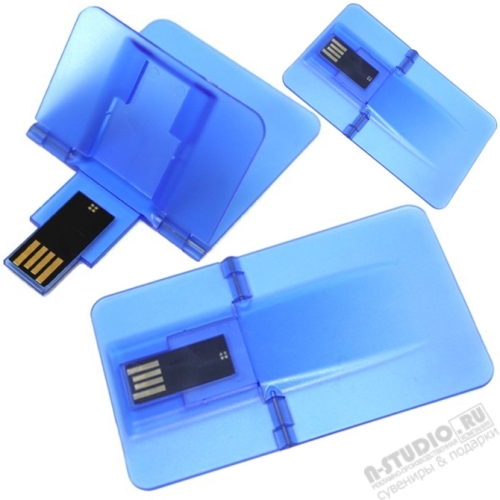 Синяя прозрачная флешка визитка под нанесение логотипа usb флеш-карты кредитки