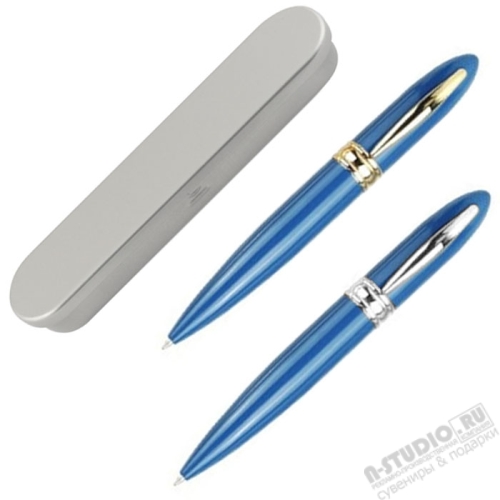 Синие ручка флешки металл usb flash pen blue в подарочной упаковке под нанесение логотипа