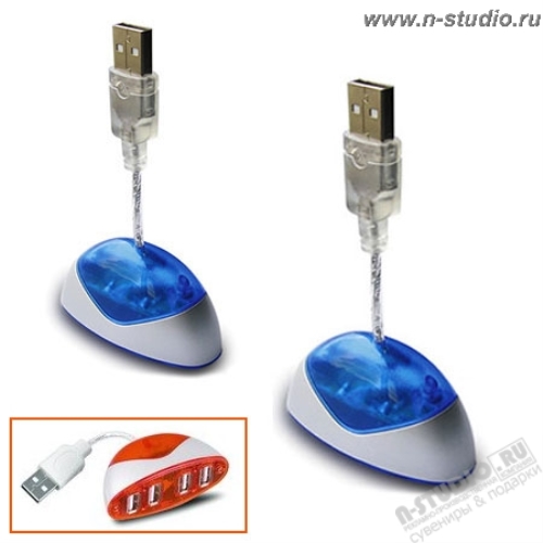 ХАБ USB синий HUB 4 порта под фирменную символику