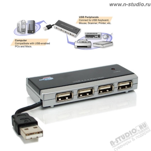 HUB USB ХАБ мини на 4 порта hubs с фирменной символикой