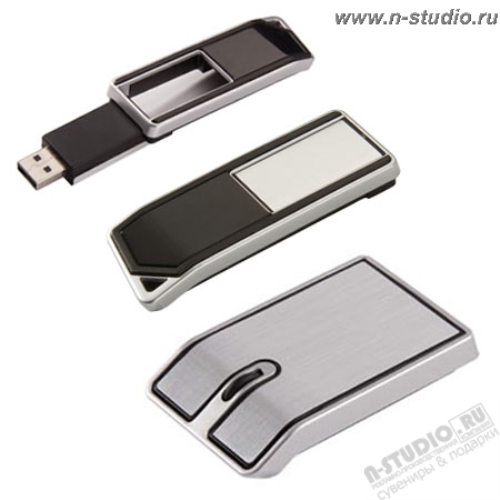 Набор usb: мышь беспроводная с флэшкой USB Flash Drive под нанесение