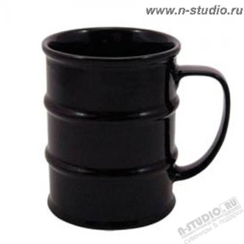 Черная кружка бочка подарочная