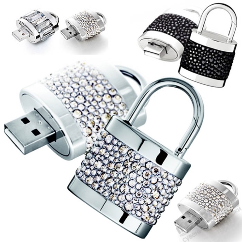 Ювелирные флэшки со стразами «Замочек» usb flash drive серебро