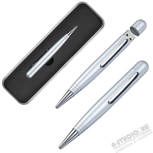 Ручка usb память серебро USB Flash Pen в подарочной упаковке