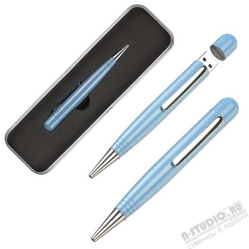 Ручка usb синяя карта памяти в подарочной упаковке usb flash pen