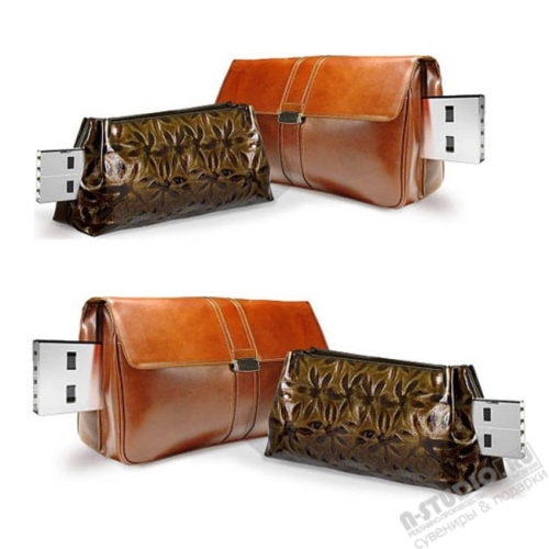 Флешка «Сумка» с логотипом оптом usb накопитель «Косметичка» кожа usb память