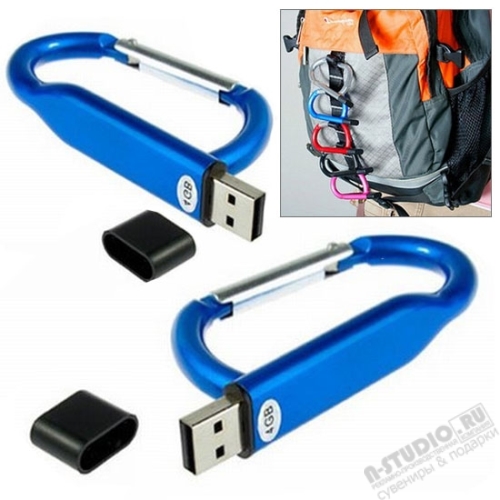 USB флешки «Карабин» flash накопители с карабином синие