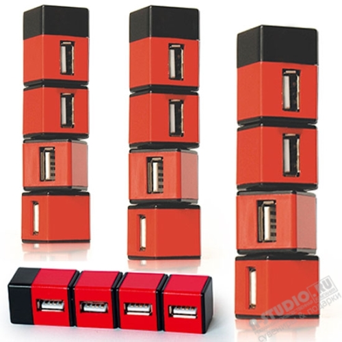 USB Хаб красный USB 2.0 Hub по логотип Usb Hubs red