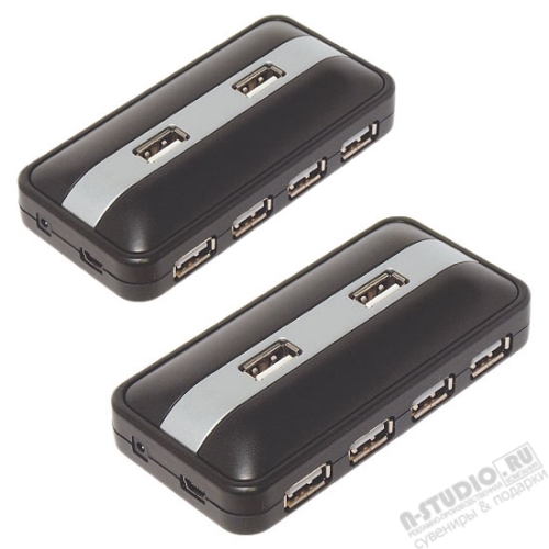 USB Hub черный  7 портов Хабы по нанесение логотипа