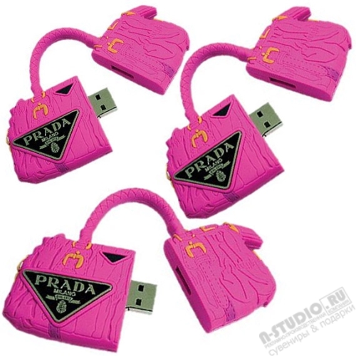 Флешка pvc «Розовая сумочка Prada» с логотипом необычные флэш карты