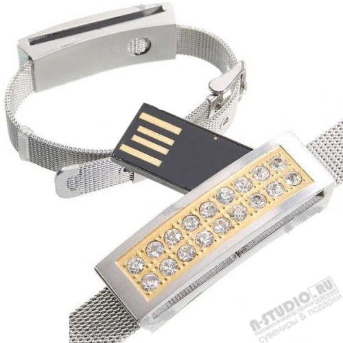 Ювелирные USB флешки браслет со стразами под гравировку флэш