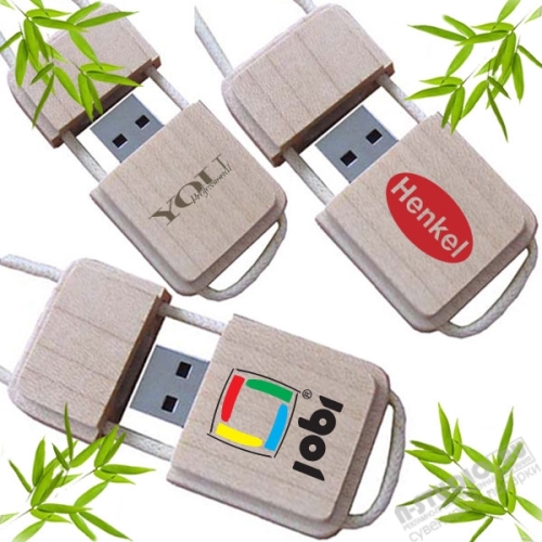 Бежевые деревянные флэшки на шнурке опт с логотипом usb карты