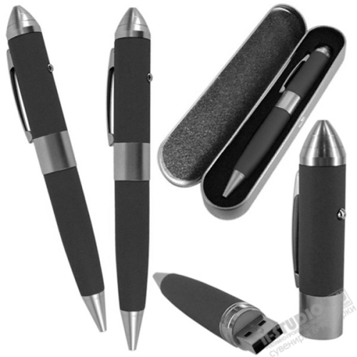 Рекламные USB флэшки ручки черные с лазерной указкой ручки