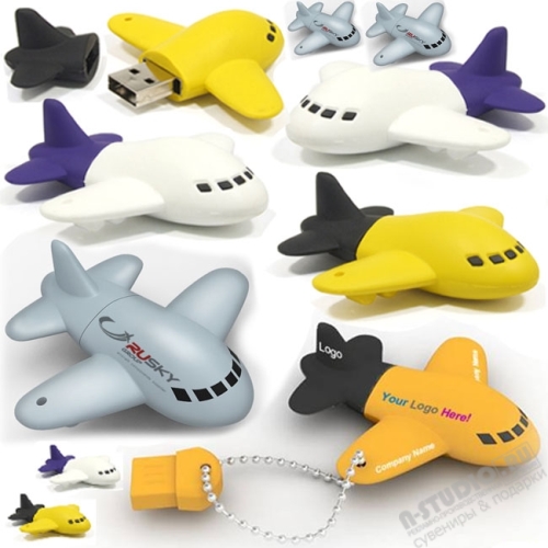 Флешки пвх «Самолет» сувенирные pvc usb флэш карты под логотип
