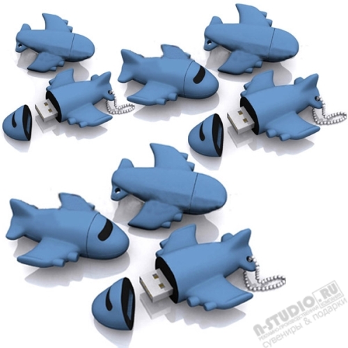 Синие флэшки «Самолет» авиация пвх usb флеш накопители оптом