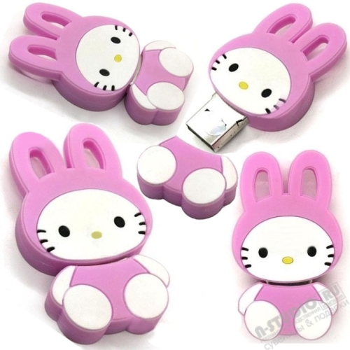 Розовые флешки «Кролик» сувенирные usb флэшки под нанесение логотипа