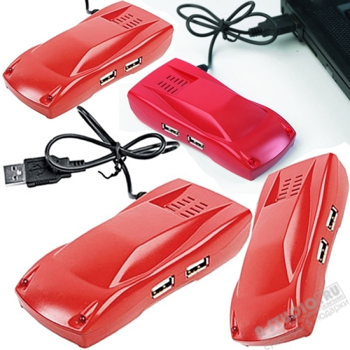 Красные Usb Hub на 4 порта «Автомобиль» под нанесение символики