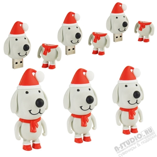 Флэшки «Собачка новогодняя» промо флеш накопители сувенирные usb