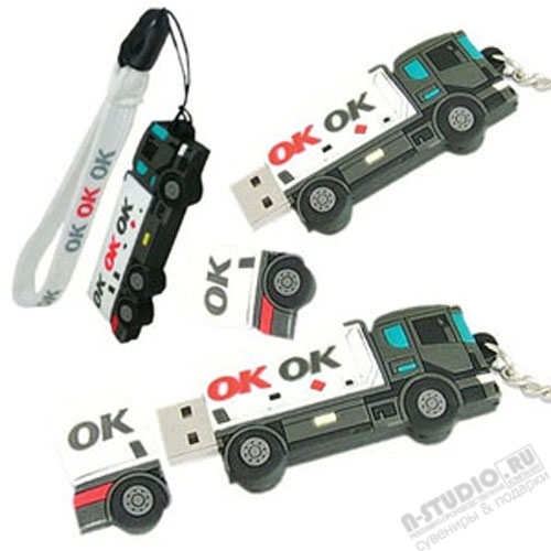 Карты памяти usb «Грузовик» оптом флешки usb со шнурком цены