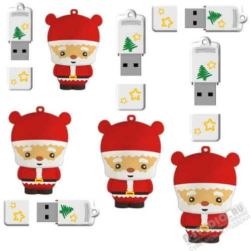 Флэшки slim «Дед Мороз» оптом мини usb flash карты санта клаус
