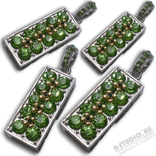 Зеленые флешки со стразами кулон mini usb флэш накопители ювелирные