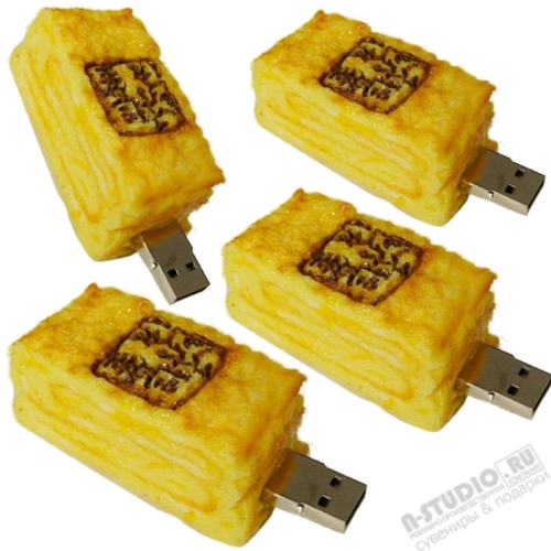 Флэшки «Слоеный пирог с мясом» подарочные usb флэш диски еда