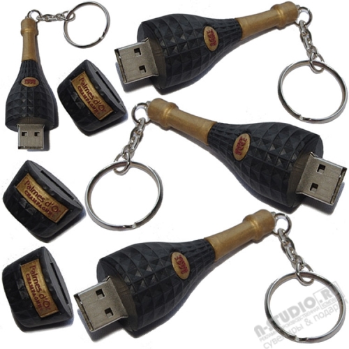 Флеш карты usb «Бутылка шампанского» необычные флэшки с логотипом