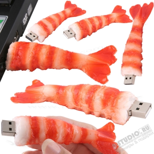 Флешки в виде креветки usb flash drive shrimp Японские флеш карты