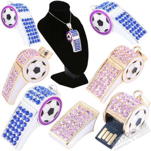 Флэшки ювелирные «Свисток» флеш со стразами usb flash jewel whistle