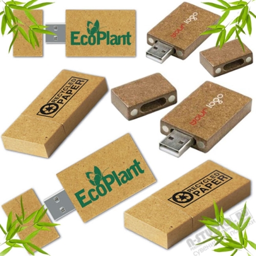 Эко usb флэш накопители бумажные под логотип флешки сувенирные