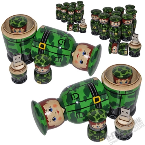 Флешки матрешки «Военные» русские флэшки матрешки хохлома usb flash диски оптом