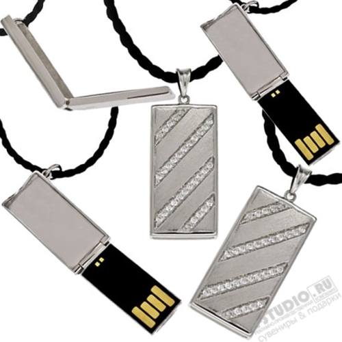 Драгоценные флешки из серебра с цирконами usb флэш накопители под логотип