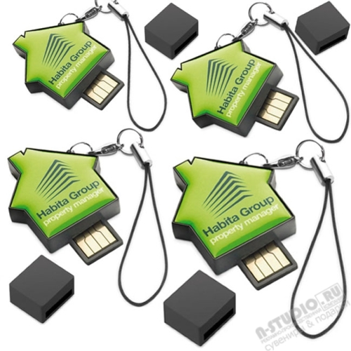 Мини флешки Домик с полноцветным нанесением логотипа usb флеш карты mini