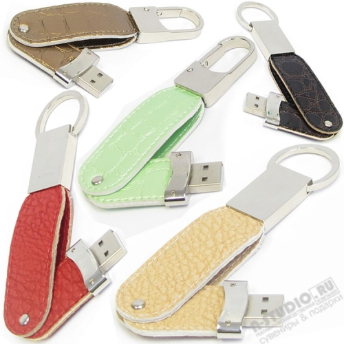 Флешки из рифленой кожи овальные usb флеш карты кожаные оптом
