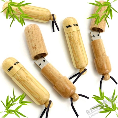 Деревянные флэшки со шнурком цилиндрические usb флеш карты оптом