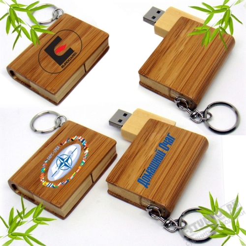 Деревянные флэшки «Книга» оптом usb флеш накопители под логотип