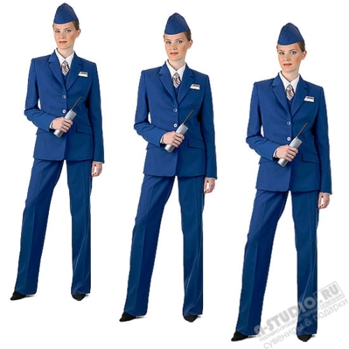Костюм бортпроводницы, брюки, пиджак, рубашка, пилотка, галстук