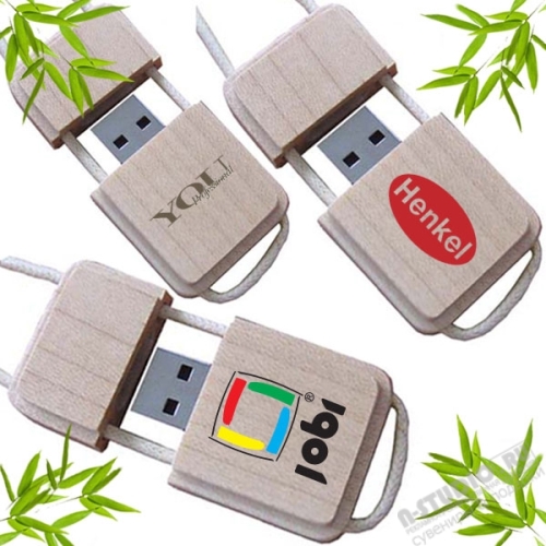 Деревянные usb флеш карты на шнурке оптом флэшки с логотипом