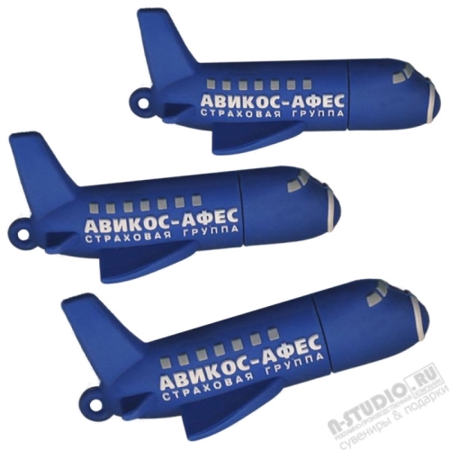 Синие флэшки «Самолет» авиа usb флеш накопители под нанесение символики