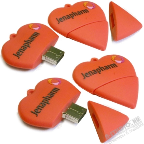 Флешки «Сердце с логотипами медицинские usb флэш накопители оптом