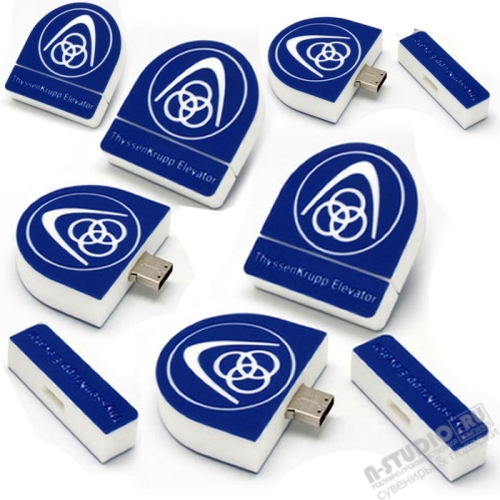 Синие флэшки в форме логотипа «Elevator» оригинальные usb флеш карты