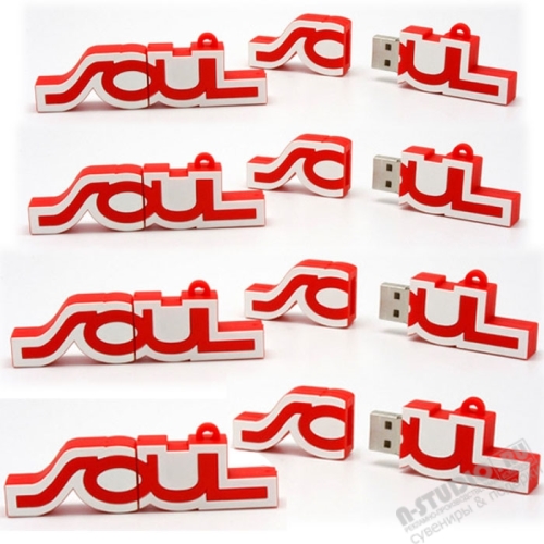 Красные флэшки в форме логотипа «JOUL» сувенирные usb флеш накопители