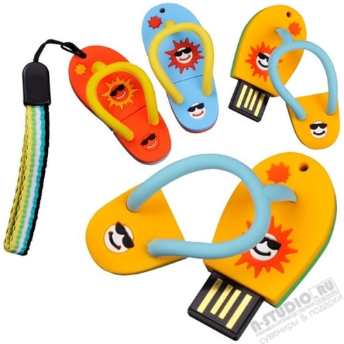Флэшки «Пляжные сланцы» оптом usb флеш накопители тапки для пляжа с логотипом